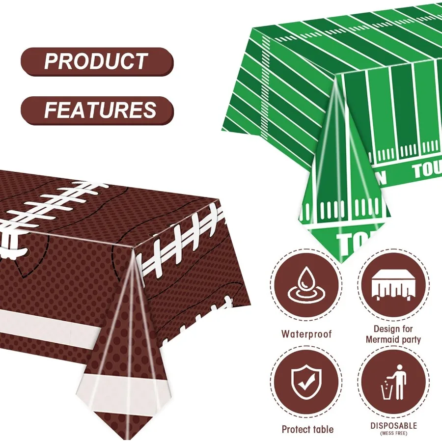 Football Party Plate Decorations Disposable Plastic Tablecloth Touchdown Table Cover Perfect for Super Bowl Football Birthday P