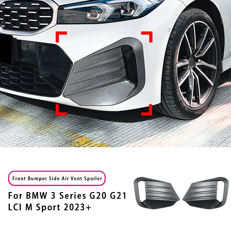 For BMW 3 Series G20 G21 LCI M Sport 2023+ Front Bumper Side Air Vent Spoiler Grill Fog Light Cover Trim Body Kits Accessories