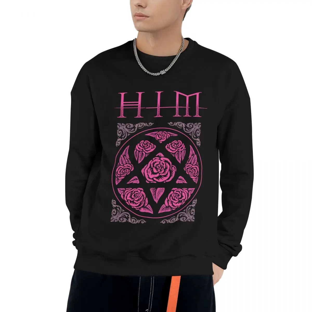 

Heartagram Him Band Tee Heartagram tee Pink Him Band Logo Sweatshirts korean autumn clothes autumn Mens Sweatshirts Women's