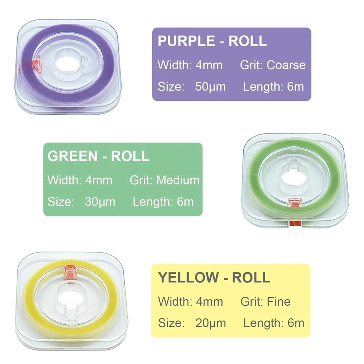 Набор полосок для полировки зубов, комплект из 3 шлифовальных инструментов для зубов, ширина 4 мм, полоски для полировки зубов 20 мкм/30 мкм/50 мкм
