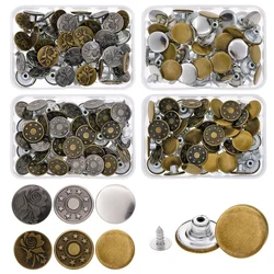 40PCs Screw Bronze Metal Buttons for Clothing Pants Jeans Perfect Fit for Waist Adjust No Nail Metal Jean Buttons w/ Screwdriver