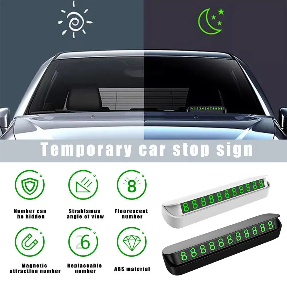 Glow-in-the Dark Car Temporary Parking Plate Phone Heat Hidden Digital License Resistant Lot Park Sunscreen Plate Plate Num T1D8