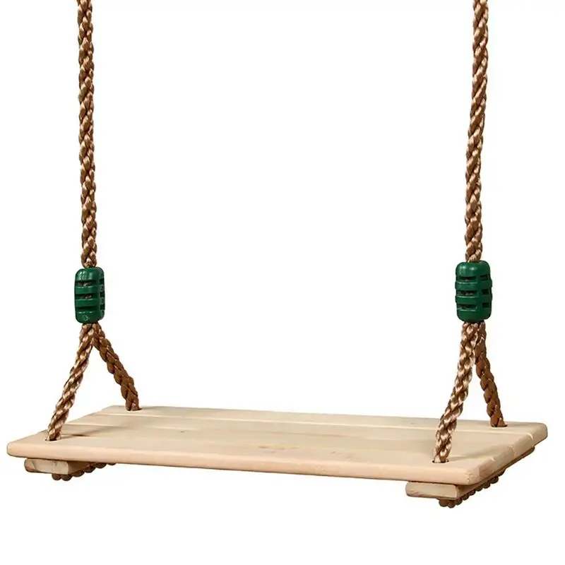 Polished Four-Board High-Quality Anti-Corrosion Wood Swing Outdoor Indoor Pastoral Wooden Swing for Adults Children #W0