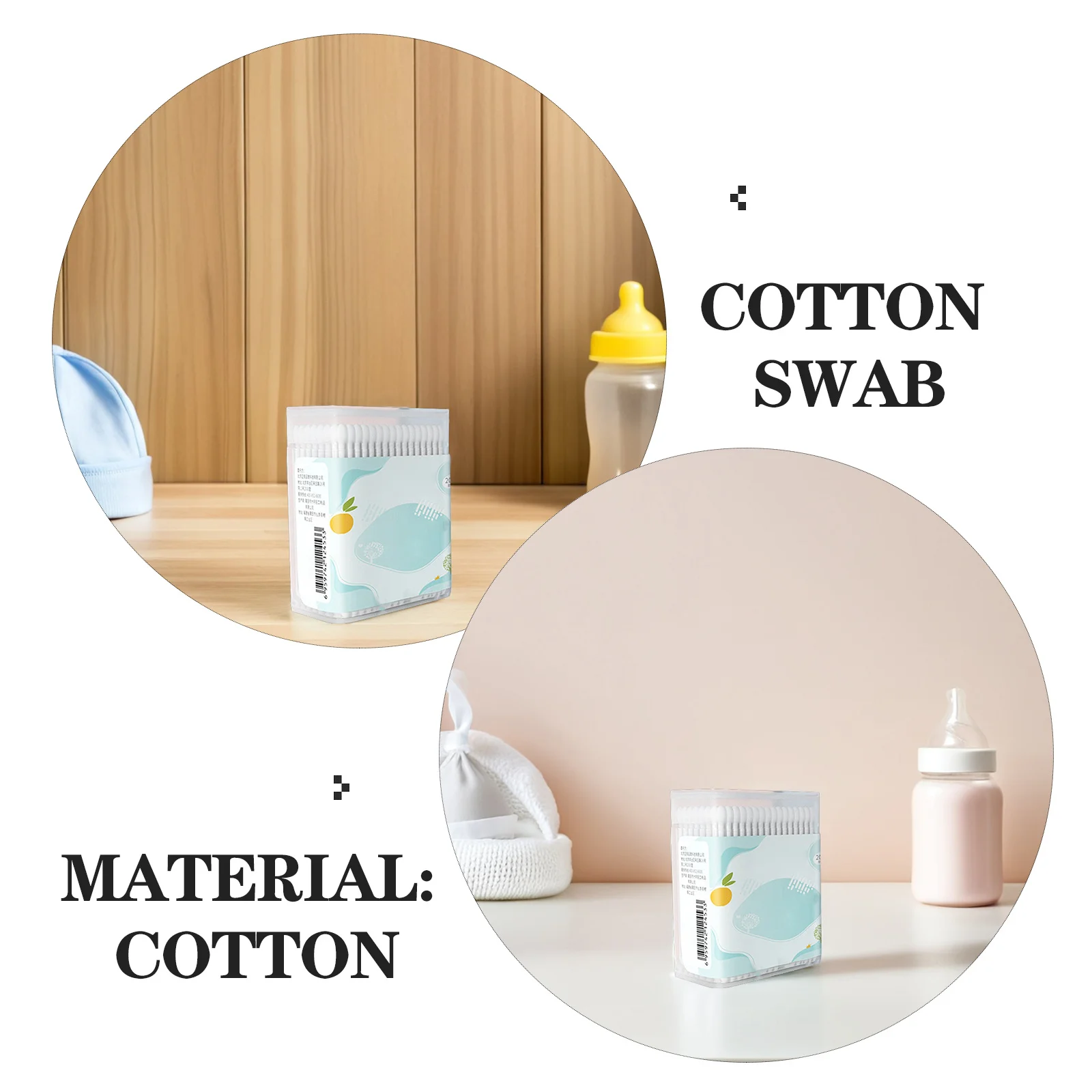 400pcs 2 Boxes Baby Cotton Swabs Shape For Ear Cleaning Double Tipped Disposable Skin Friendly Cotton Swab