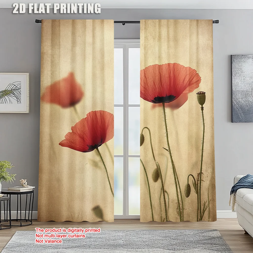 

2pc, Curtain Flower and Buds Machine Washable Polyester,Without Electricity Versatile Suitable for Holiday Decor