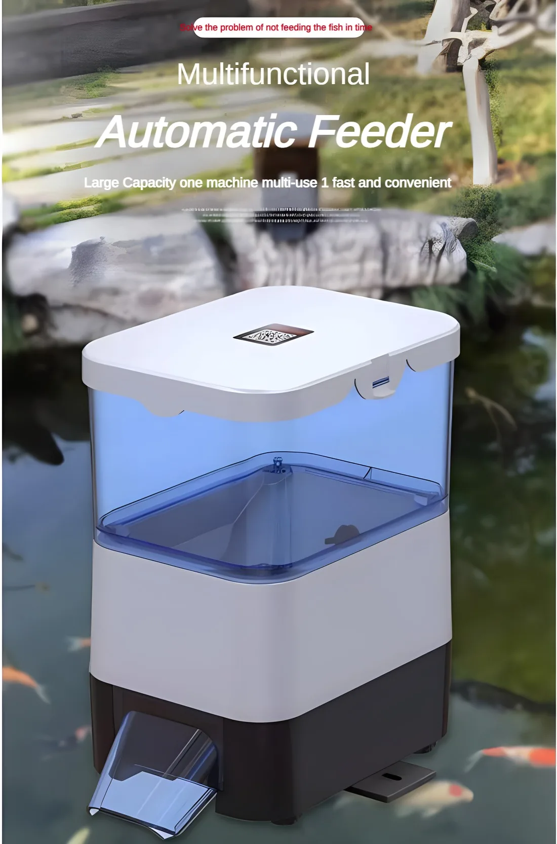 

EVNICE Solar automatic fish feeder Intelligent fish feeder Outdoor/indoor large aquarium Large particle fish pond feed