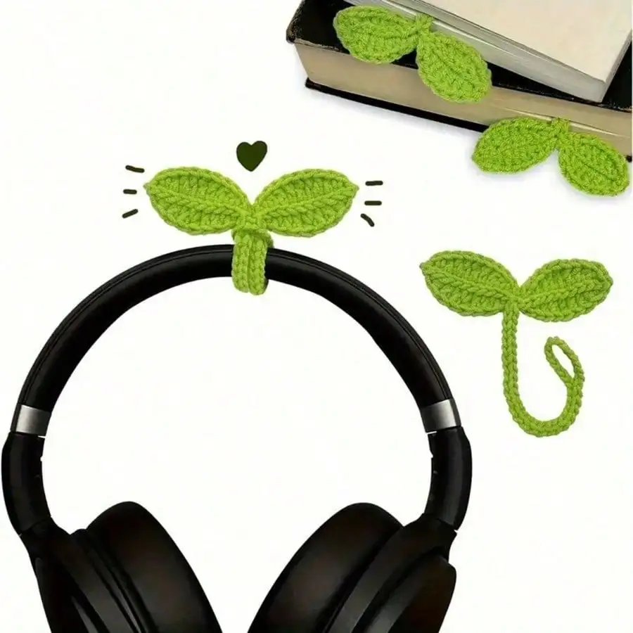 1pc Handmade Crochet Leaf Bud - Multifunctional Crochet Accessories and DIY Craft Yarn, Ideal Corner Bookmark for Bookworms