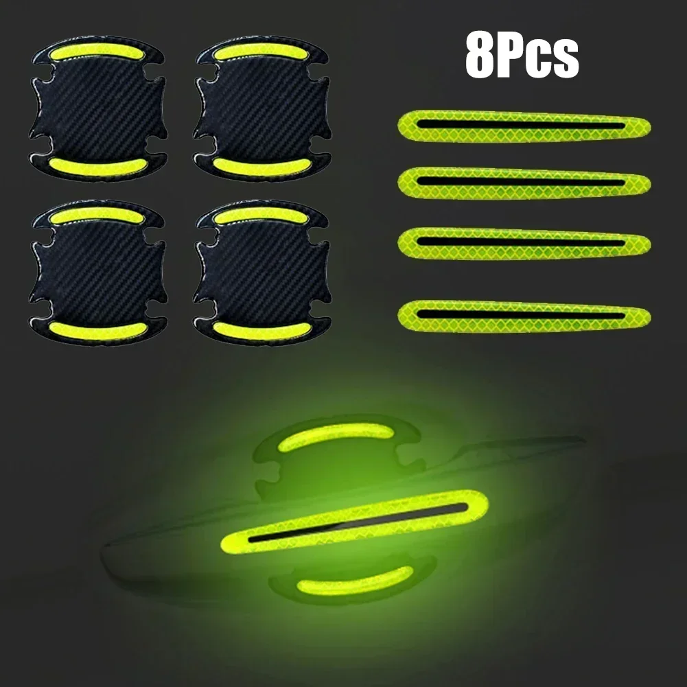 

8Pcs 3D Car Door Handle Reflective Sticker Protect Door Handle Paint Stickers Surface Anti-scratch Reflective Sticker Accessory