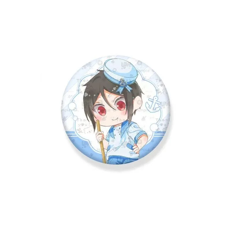 Black Butler Anime Figure Sebastian Michaelis Badge Ciel Phantomhive Ornament Pins Toy Fans Collection Brooch Gift