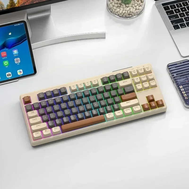 

M87 Bluetooth Gaming Keyboard, 2.4G Dual Mode Connection, PBT Ball Cap, Rainbow Light, Suitable for Computers, Laptops, and Mac