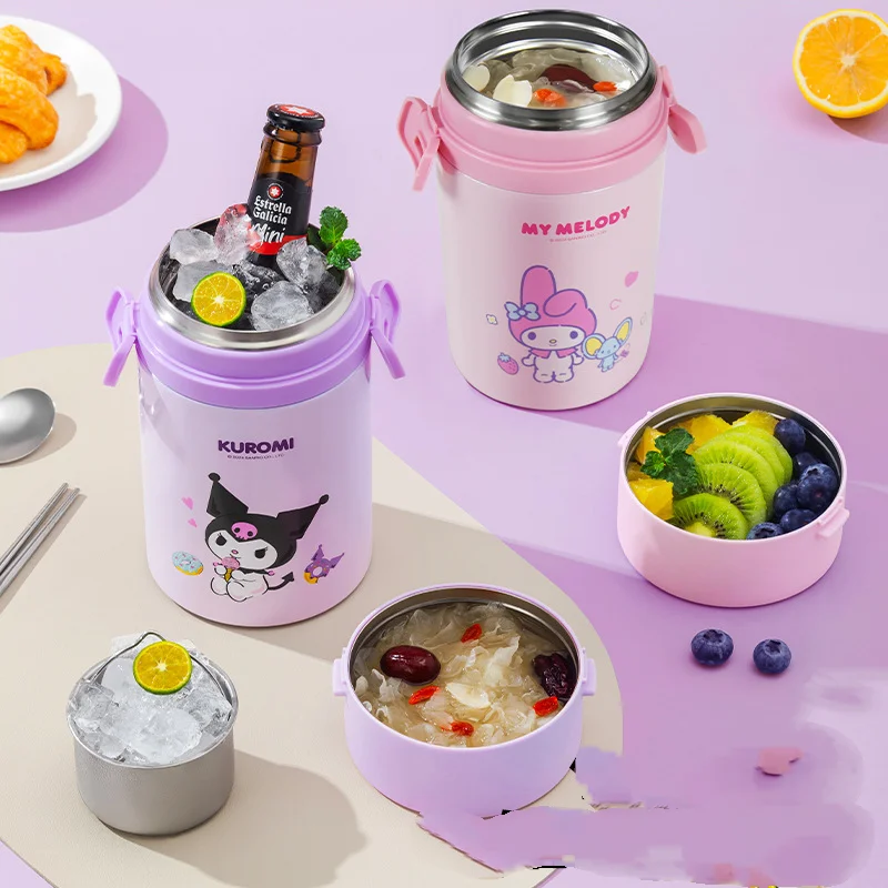 

Hot Sanrio Sus 316 Lunch Box Hello Kitty Kawaii Anime Fashion Student There's A Bag Constant Temperature Bento Lunch Box New