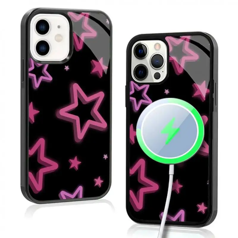 Bright Starry Phone Case For IPhone 11 12 13 14 15 Plus Pro Max Mirror Acrylic Cover For Magsafe Wireless Charging