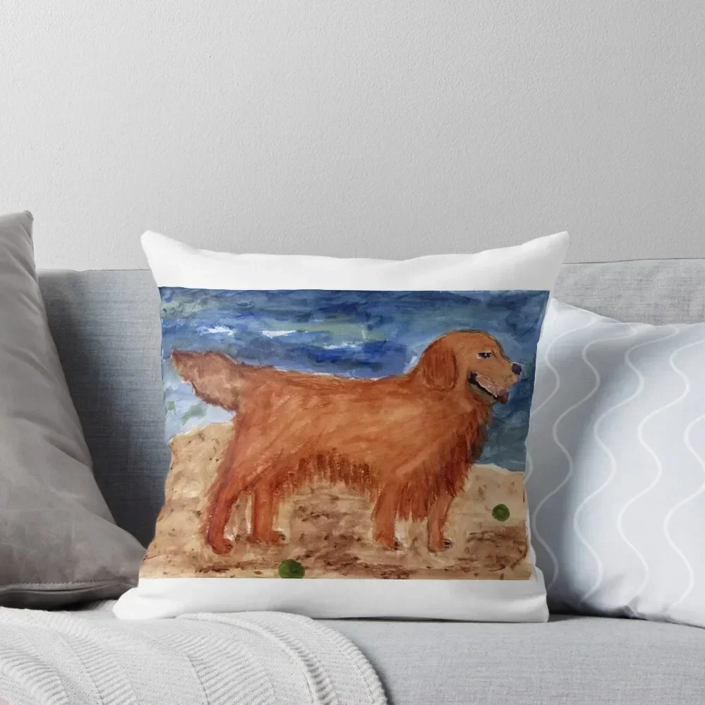 

Red Dog on the beach Throw Pillow christmas pillow case Sitting Cushion home decor items Pillows Aesthetic pillow