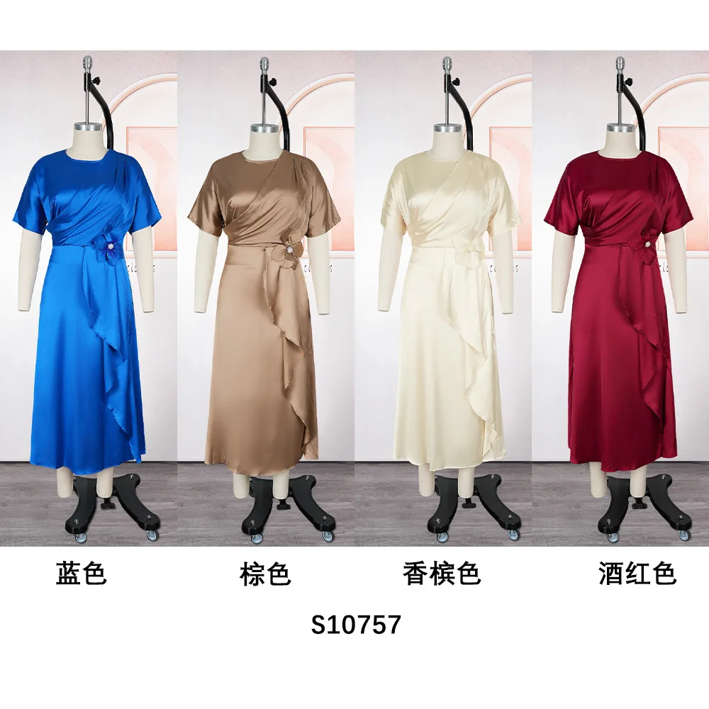 

Elegant Women Evening Dresses 2025 Summer Short Sleeve Maxi Robes Dubai African Clothing Wedding Prom Birthday
