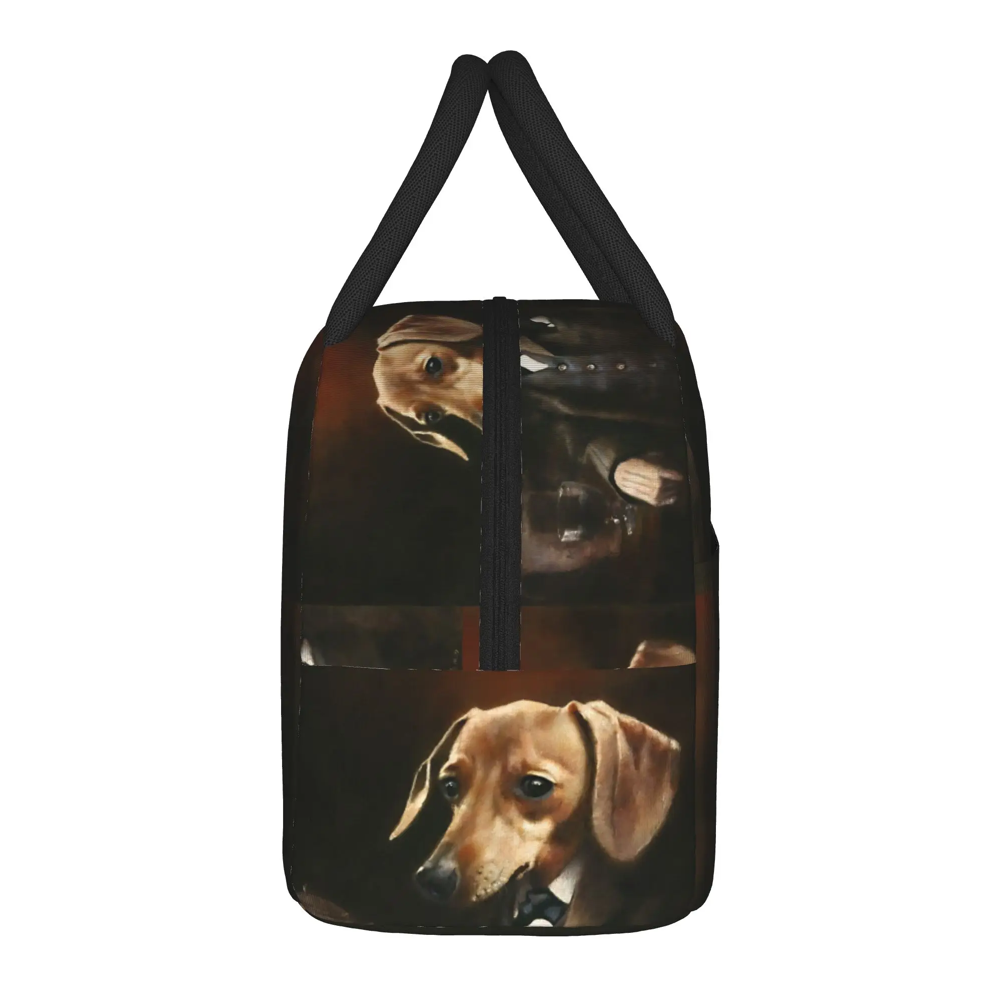 Victorian Gentleman Dachshund Lunch Bag  Fashion Lunch Box School Portable Insulated Thermal Tote Handbags For Girls Cooler Bag