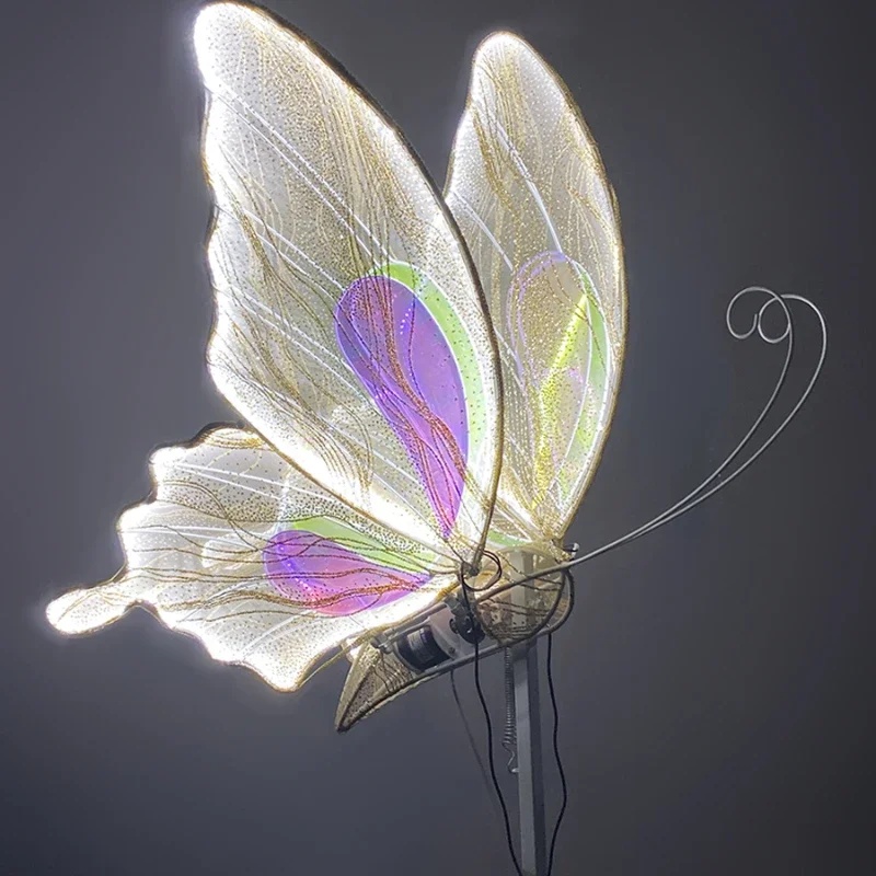 

Props wrought iron electric luminous butterfly wedding ceiling decoration runway road guide stage arrangement ornament