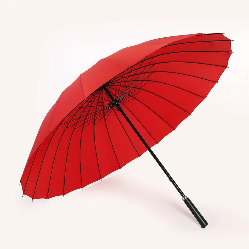 24 manual de osso longo guarda-chuva masculino feminino retro vermelho balck grande guarda-chuva anti-tempestade protetor solar bonito do agregado