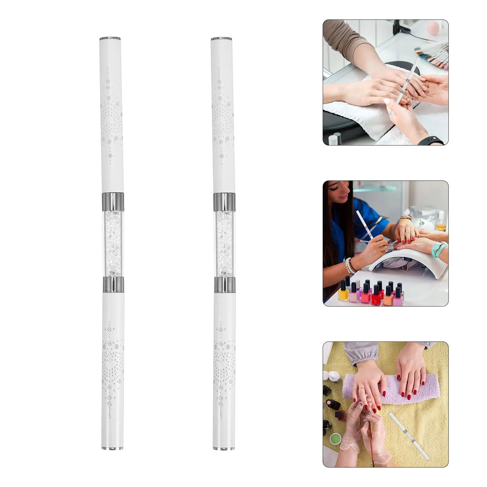 

2pcs Liner Pens: Precision Dual-Ended Brush Thin Lines Dotting Compatible With Gel Acrylic Portable Mini Nail Tool For Detailed