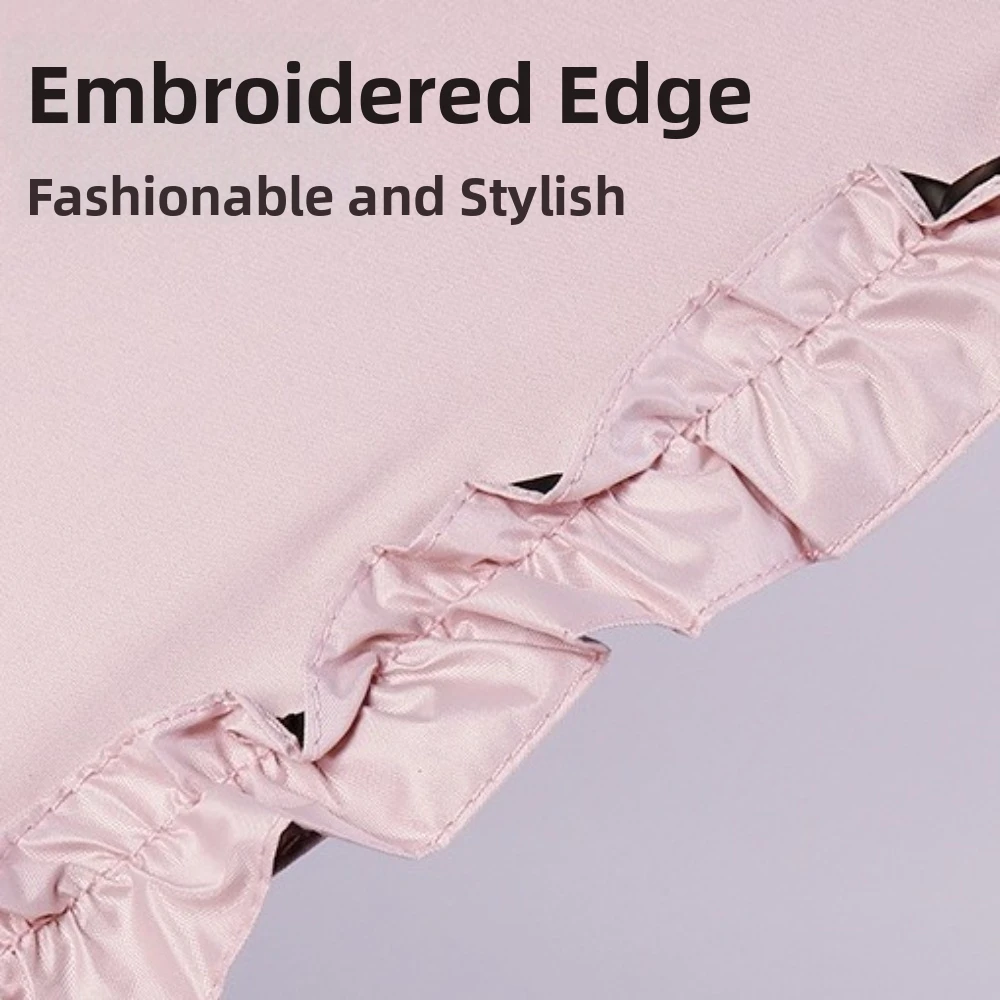 Ultra Light Portable Five Fold Lace Umbrella 6-Rib UV protection Sunshade Umbrella Windproof Golden Curved Handle