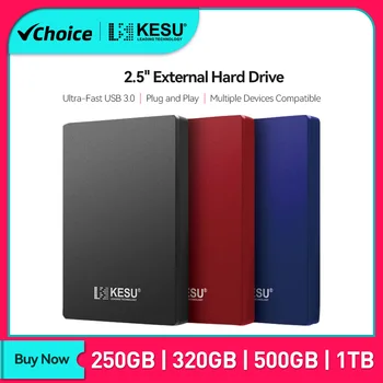 KESU HDD 2.5 인치 휴대용 외장 하드 드라이브, 250GB, 320GB, 500GB, 1TB, USB 3.0 스토리지, PC, 맥, 데스크탑, 맥북과 호환 가능 