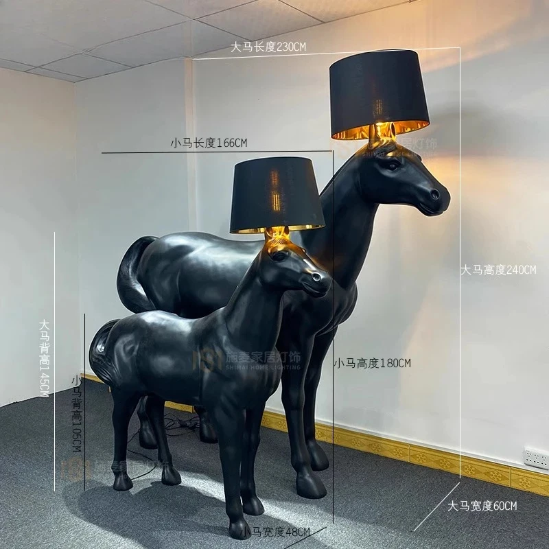 Large Decorative Sculpture Horse Floor Lamp Hotel Living Room Office Den Light High Sense Vertical Ornament
