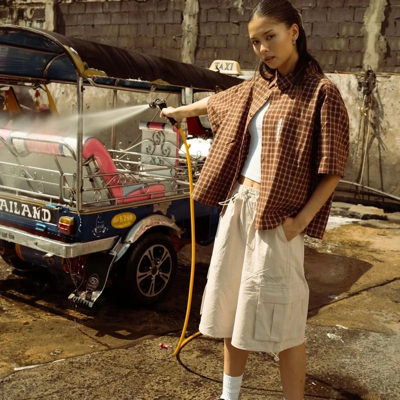 

Retro Street Style Mertra Plaid Shirt Summer Fashion Men's / Women's Casual Short Sleeves Tees High-quality Cotton Clothes Tops