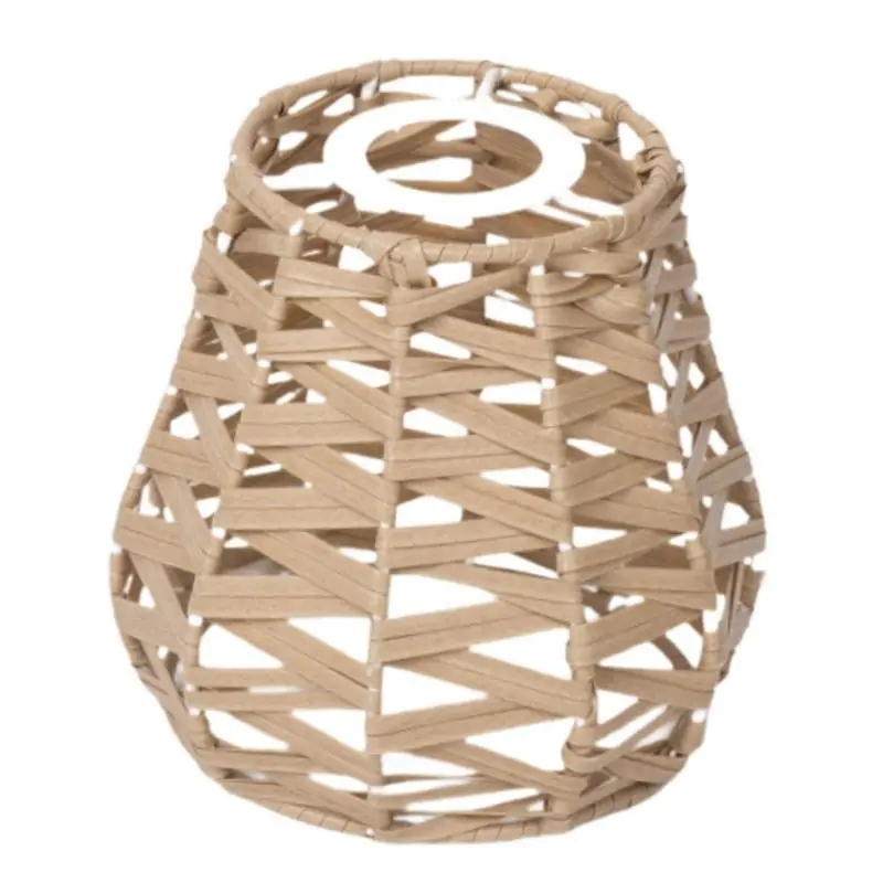 Light Weight Imitation Rattan Woven Lampshade Small Lamp Cover Rustic Pendant Light Shade Easy Install Bulb Guard