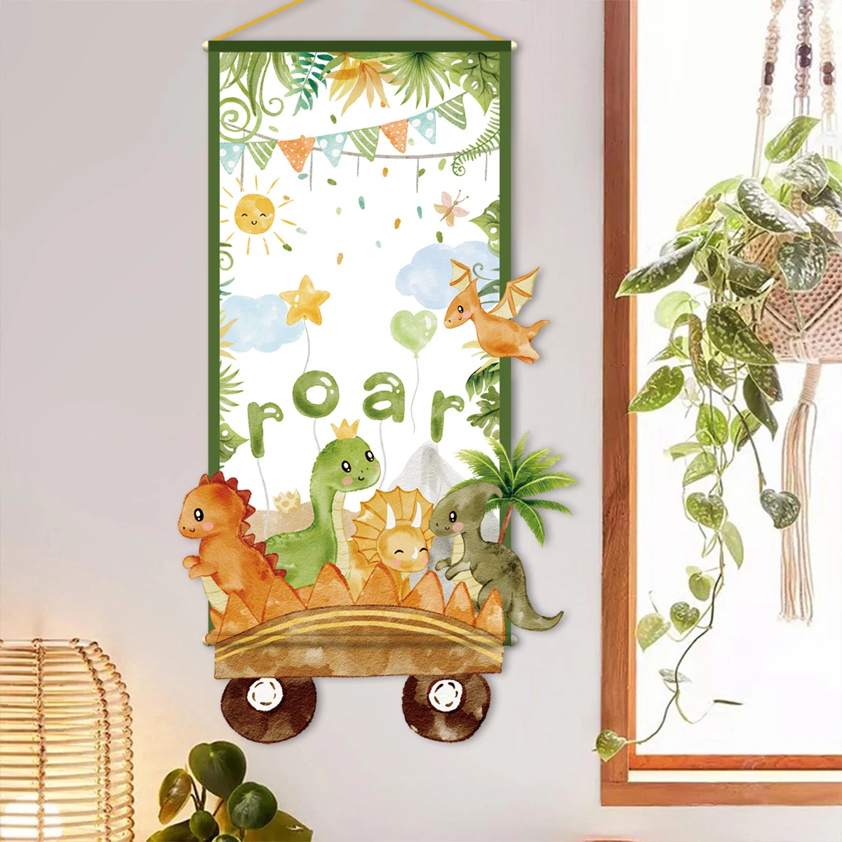 Jungle Animals Theme Hanging Flags Dinosaur Birthday Party Decor Kids Boy Jungle Safari Green Forest Baby Shower Supplies