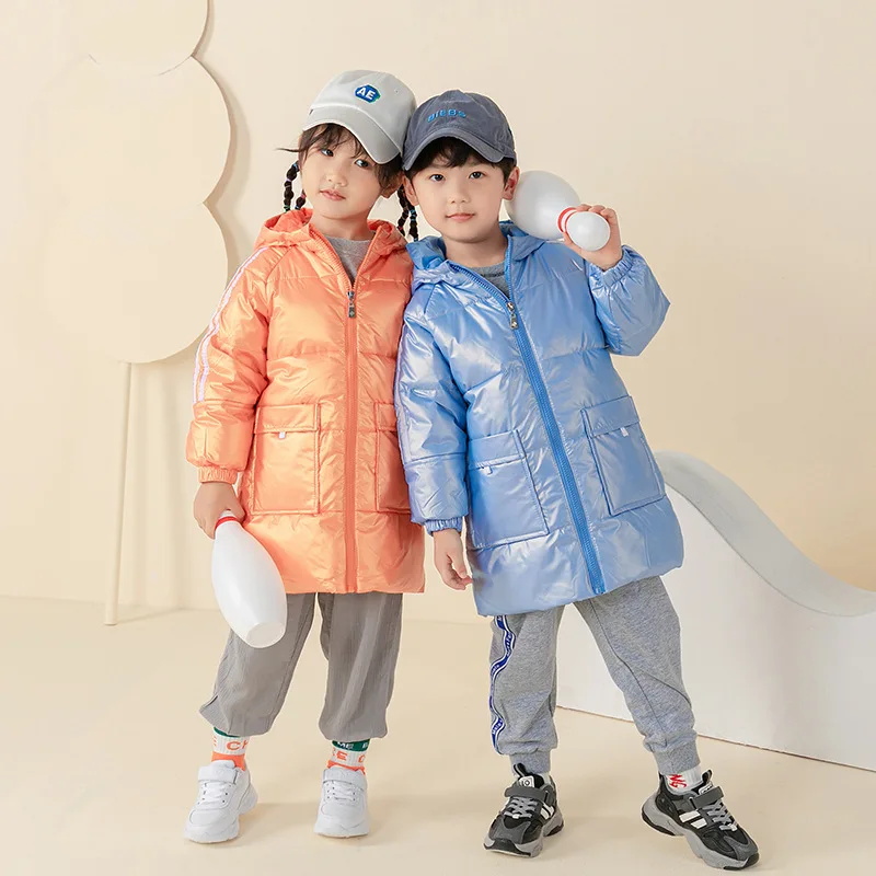 

Girls Kids Down Coat Jacket Overcoat Cotton 2022 Stripe Plus Thicken Winter Warm Sports Children's Clothing