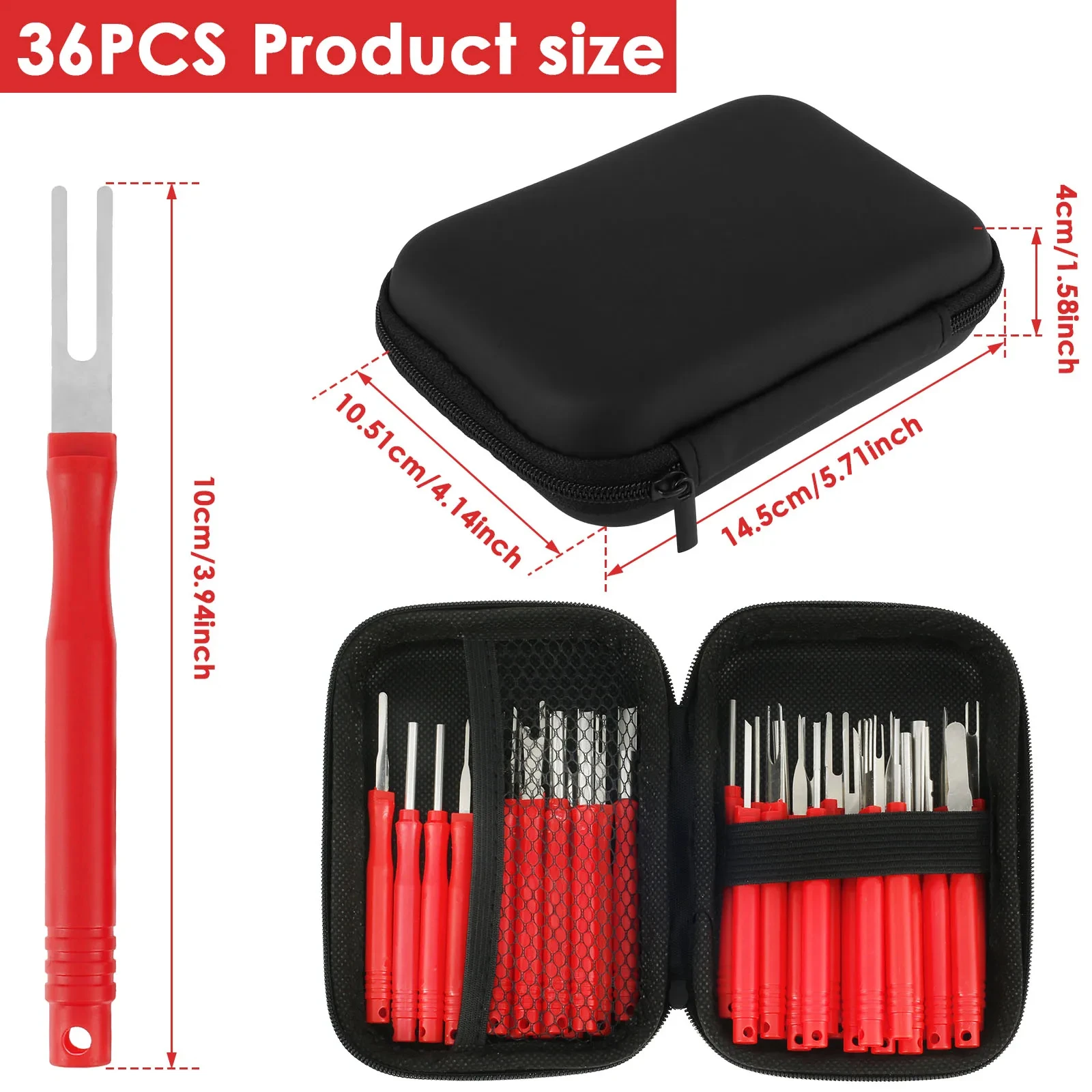 

36Pcs Car Terminal Removal Kit Reusable Electrical Wire Plug Connector Pin Release Tool Stainless Steel Pin Extractor Tools