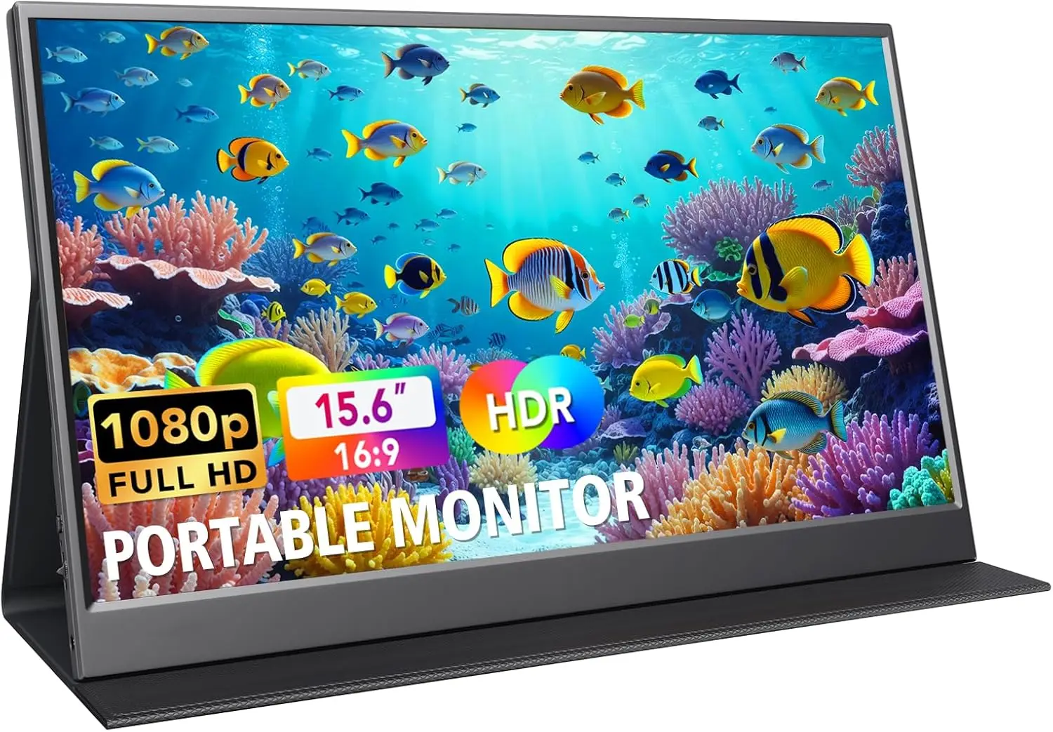

15,6-дюймовый портативный монитор, игровой дисплей 1080P FHD IPS с USB-C и HDMI, ультратонкий дополнительный экран для ноутбука, ПК, Mac