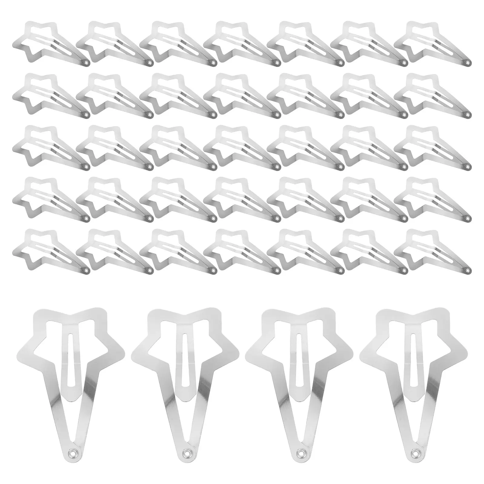 50Pcs Star Hair Accessories for Women Metal Flat Hair Clips Non-Slip Styling Clips for Sectioning Bangs Elegant Hairpins Kawaii