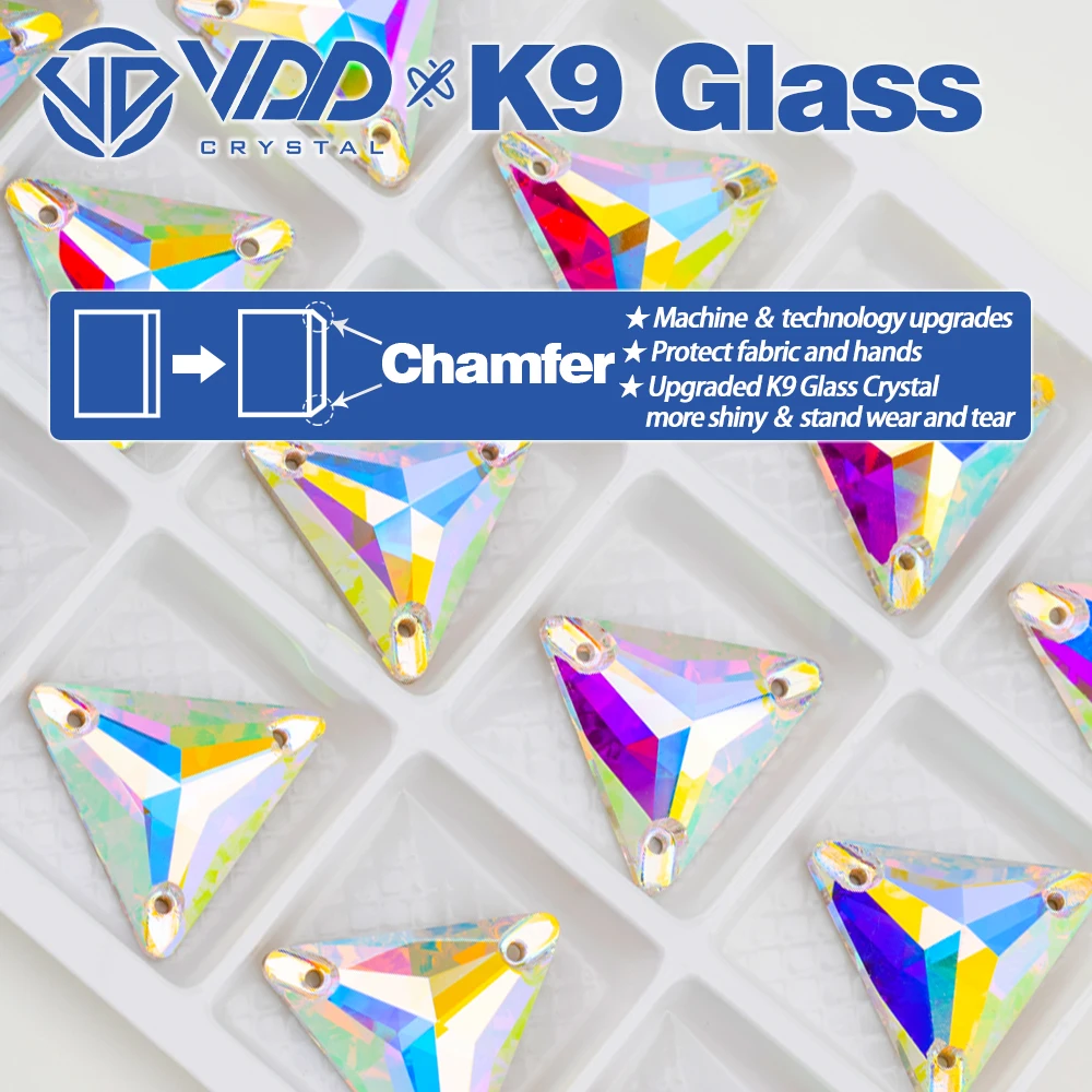 VDD S255 Kristall AB Dreieck Hochwertige K9-Glas-Applikationssteine, Kristall-Flachsteine zum Aufnähen für Kleidungsdekorationen – Detail 6