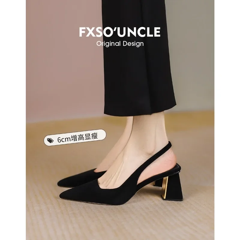 Sandals Women Summer New Fashion Women's Sandals 2024 Pointed Pumps Women Shoes Office Dress Shoes Sexy Square Heel High Heels image 4