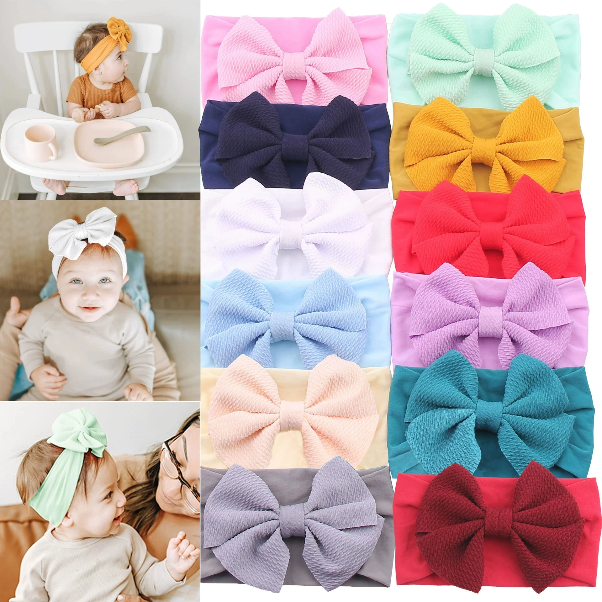

12Pcs Cute HairBows Baby Headband Soft Elastic Baby Girl Soft Headbands Toddler Infantil Bow Hairbands Kids Hair Accessories Set