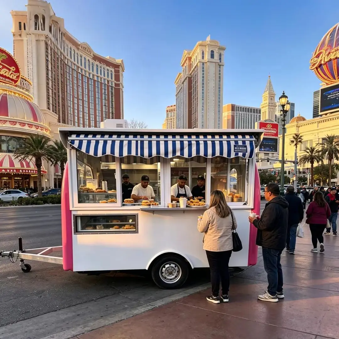 Cute Pink Edge Mini Curved Food Trailer Custom Logo Mobile Cart for Ice Cream Smoothie Amusement Park & Street Retail