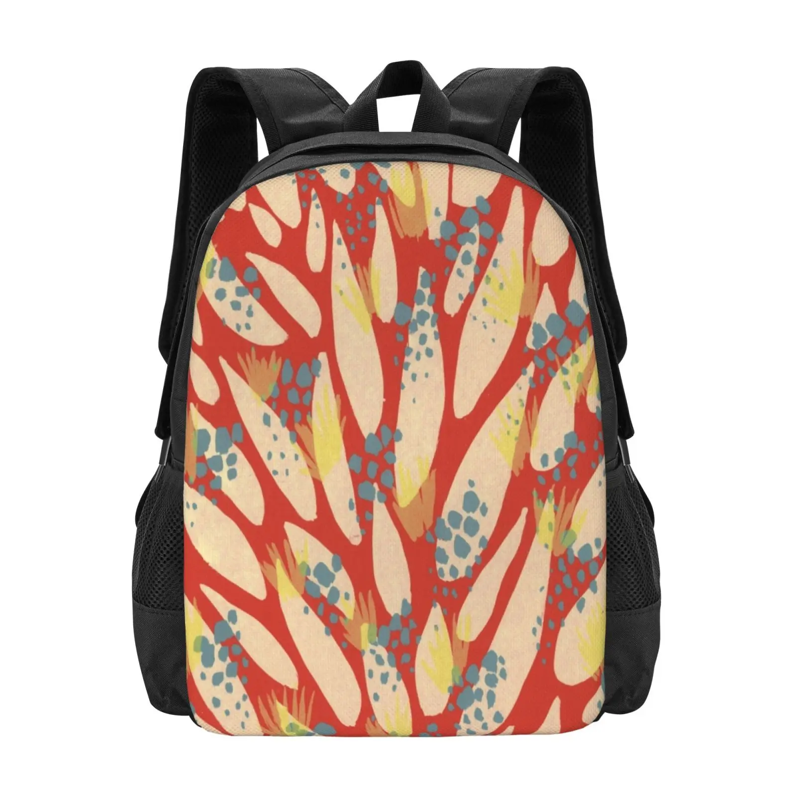 Fly Away Hot Sale Schoolbag Backpack Fashion Bags Screenprint Printmaking Red Abstract Pattern Harriet Sussman