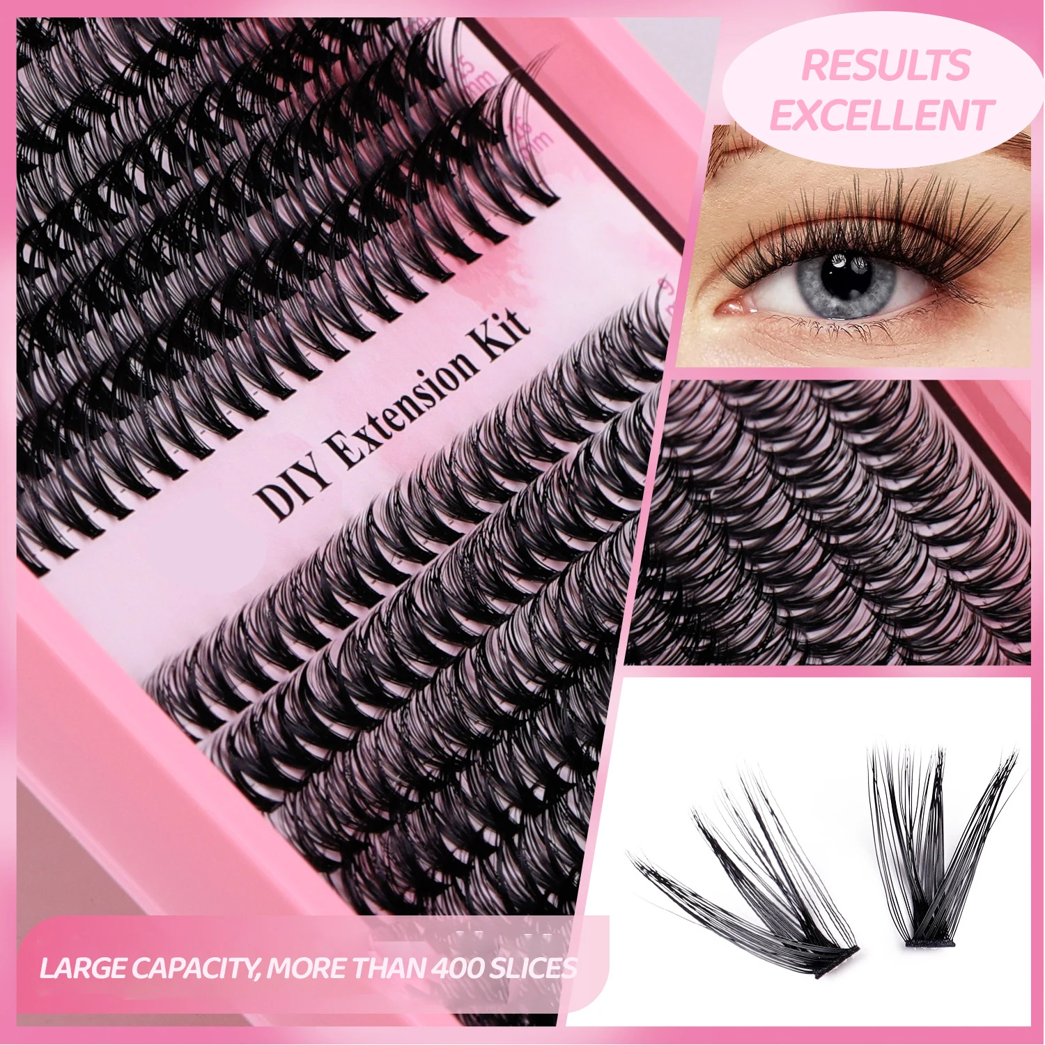 DIY Falsche Wimpern Cluster Extensions Einzelne Wimpern Cluster Natürlich segmentiert mit Kleberentferner Wimpernbürste Pinzette