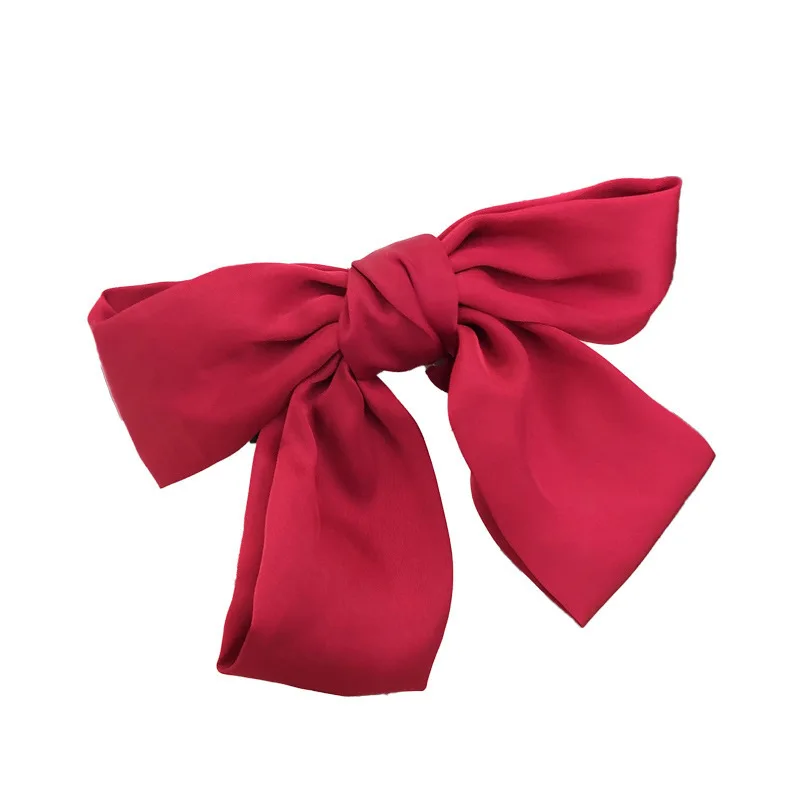 Lieve Vrouwen Kinderen Meisje Lente Clip Boog Elegante Chique Paardenstaart Clip Barrettet Retro Satijnen Strik Haarclip Meisje Hoofddeksels Accessoires