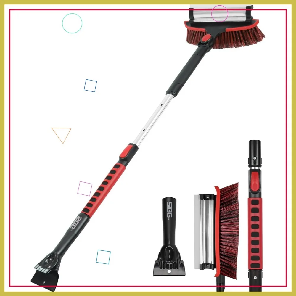 

42-дюймовая выдвижная щетка для снега и скребок для льда с телескопической пенопластовой рукояткой, сверхмощная для автомобиля, внедорожника, грузовика на автофургоне