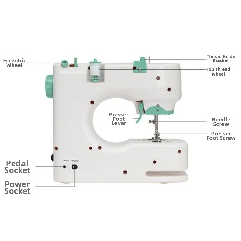 Electric Mini Electric Sewing Machine Double Needle Double Line Multi-Functional Portable Sewing Machine Fast Slow Control
