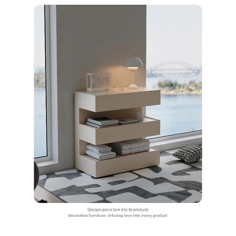 furniture three-bucket cabinet solid wood retro bedside table, living room wall stand cabinet, drawer storage sofa side cabinet