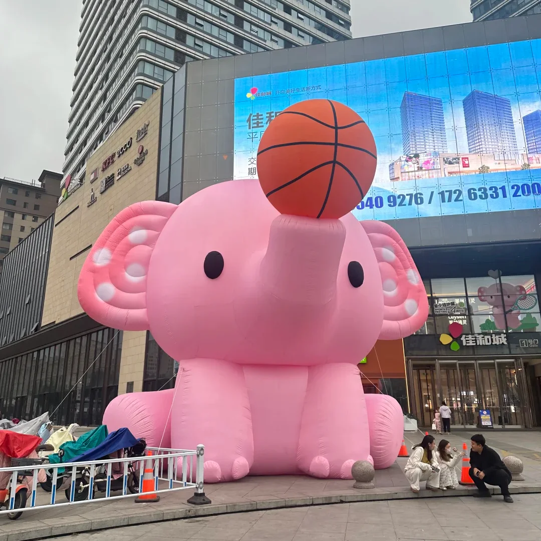 

Giant Inflatable Elephant Playing Basketball Air Blow Cartoon Jungle Animal Mascot for Outdoor Event Decor Advertising