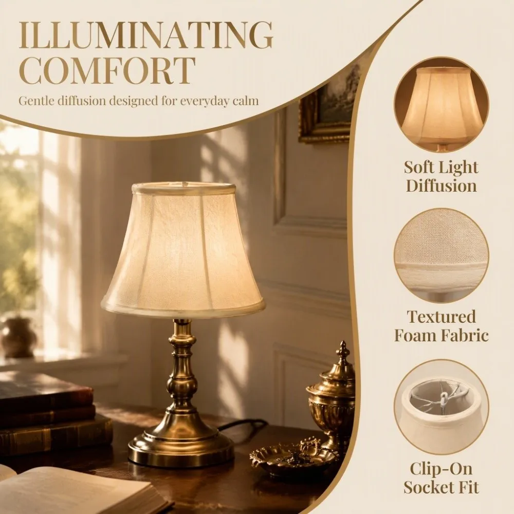 Beige Fabric Lampshade Handmade Conical Design Lamp Shade Cover Soft Glow Filter Natural Texture Lighting Accessories