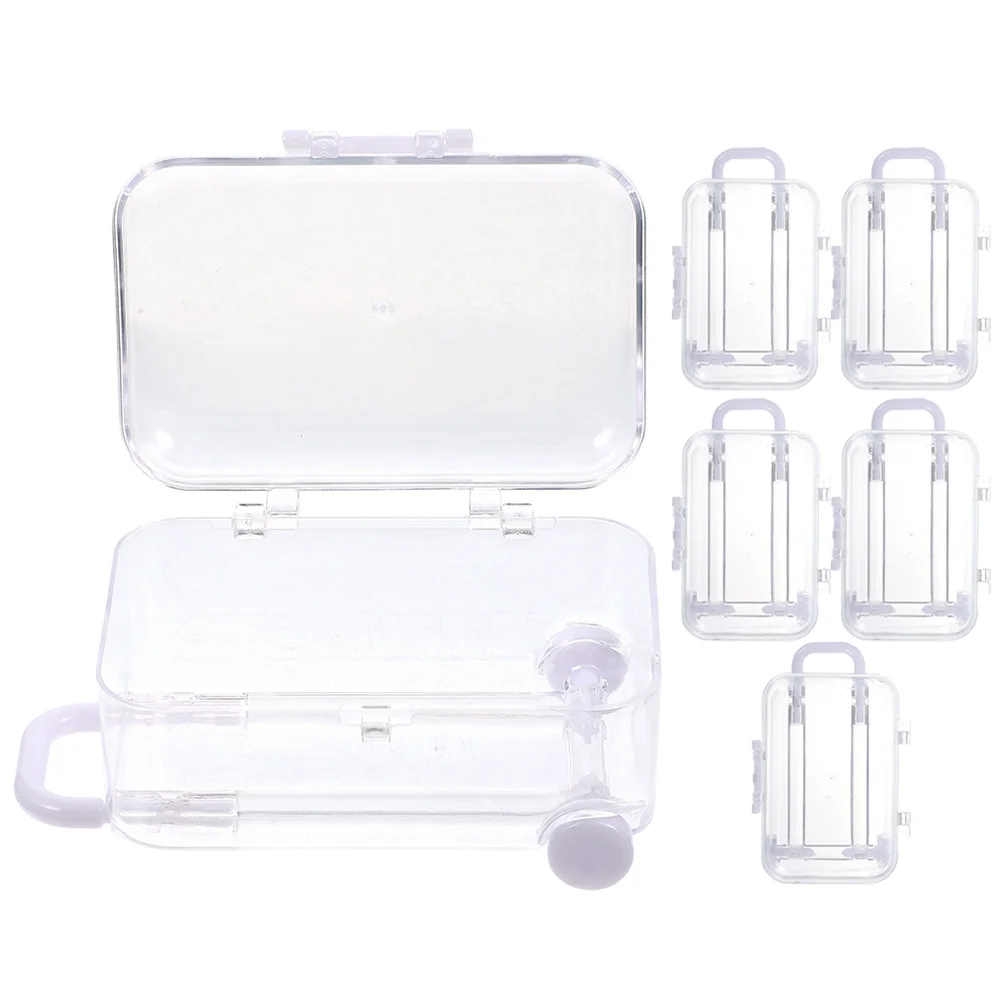 

6 Pcs Trolley Case Wedding Candies Box Luggage Miniature Suitcase Favor Boxes Small Candy Party Favors Gift Clear