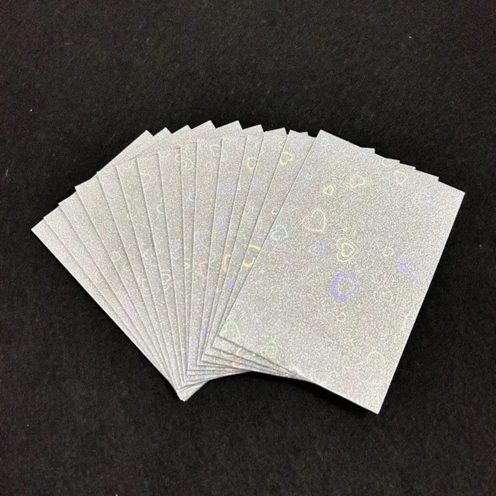 

50pcs Pack Laser Heart Pattern Card Colored Sleeves Heart Shaped Pattern Photo Protection Cover Anti Scratch