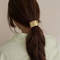 Geometric Hollow Gold Hair Rope Elegant Korean Metal Ponytail Holder High Elasticity Hair Ornament Rubber Band