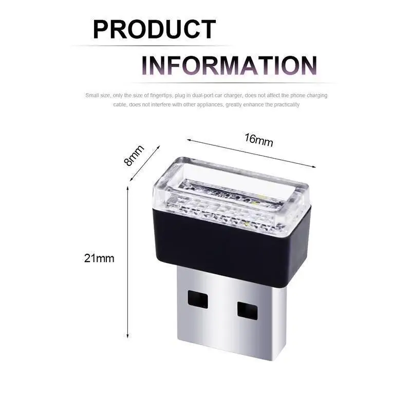 Mini USB Car Light Universal Portable USB Atmosphere Light DC 5V USB LED Car Interior Lighting for Laptop Keyboard Night Home