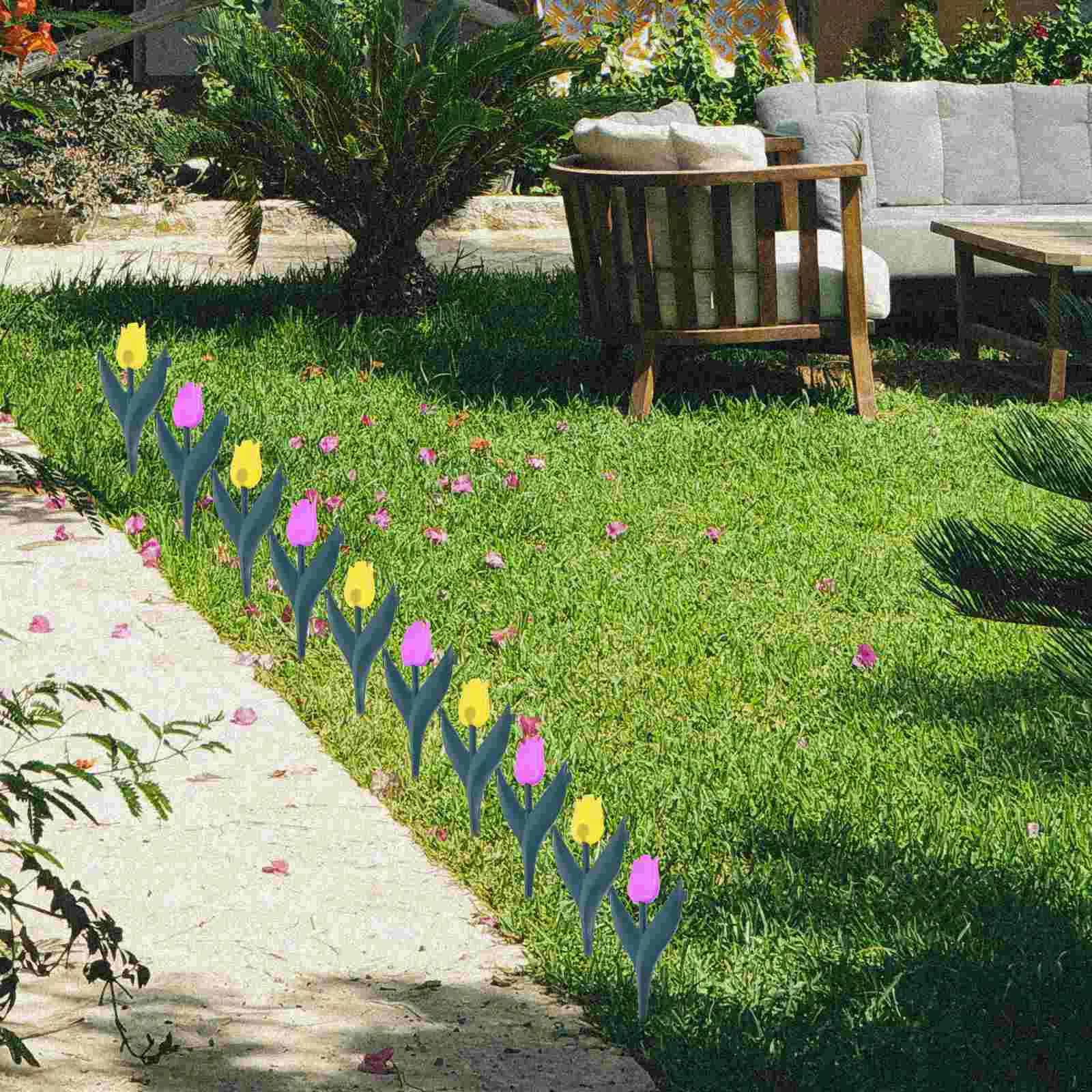 20 Pcs Garden Fence Tulip Fake Tulips Flowers Artificial Decor Silk Bulk Wedding Bouquet Office Decoration