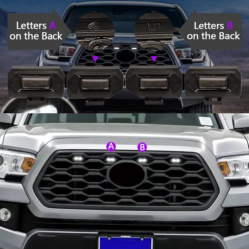 16PCS LED Front Grill Lights For Toyota Tacoma Raptor TRD Off Road Sport 2020 2021 External Grill Lamp, Yellow Light